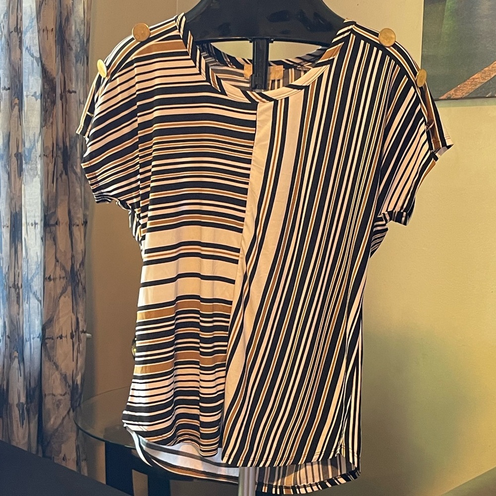 Striped Gold Accent Blouse
